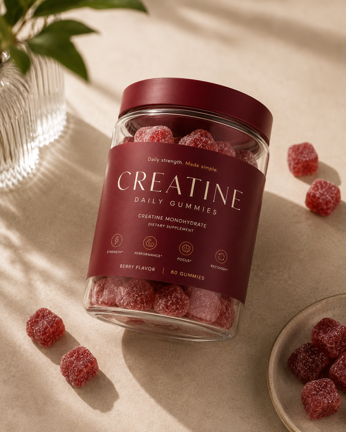 Creatine Daily Gummies scattered gummies