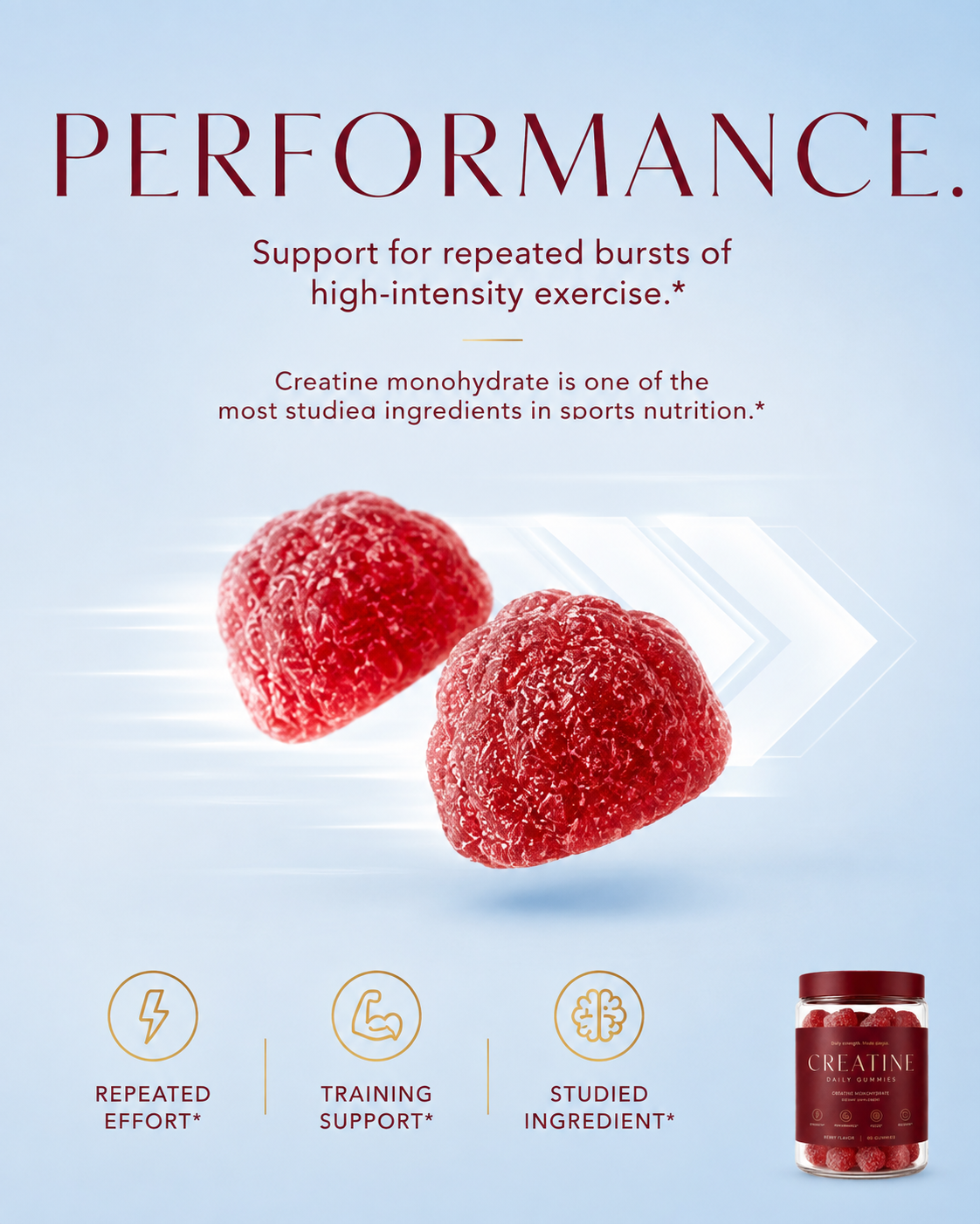 Performance — support for repeated bursts of high-intensity exercise, one of the most studied ingredients in sports nutrition