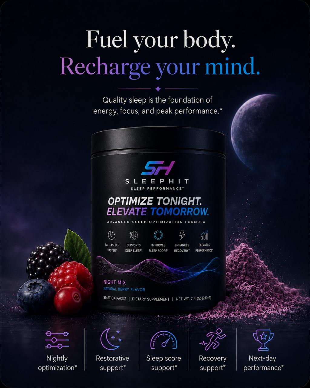 Fuel your body, recharge your mind — SleepHit Sleep Performance jar for quality sleep that supports energy, focus, and peak performance