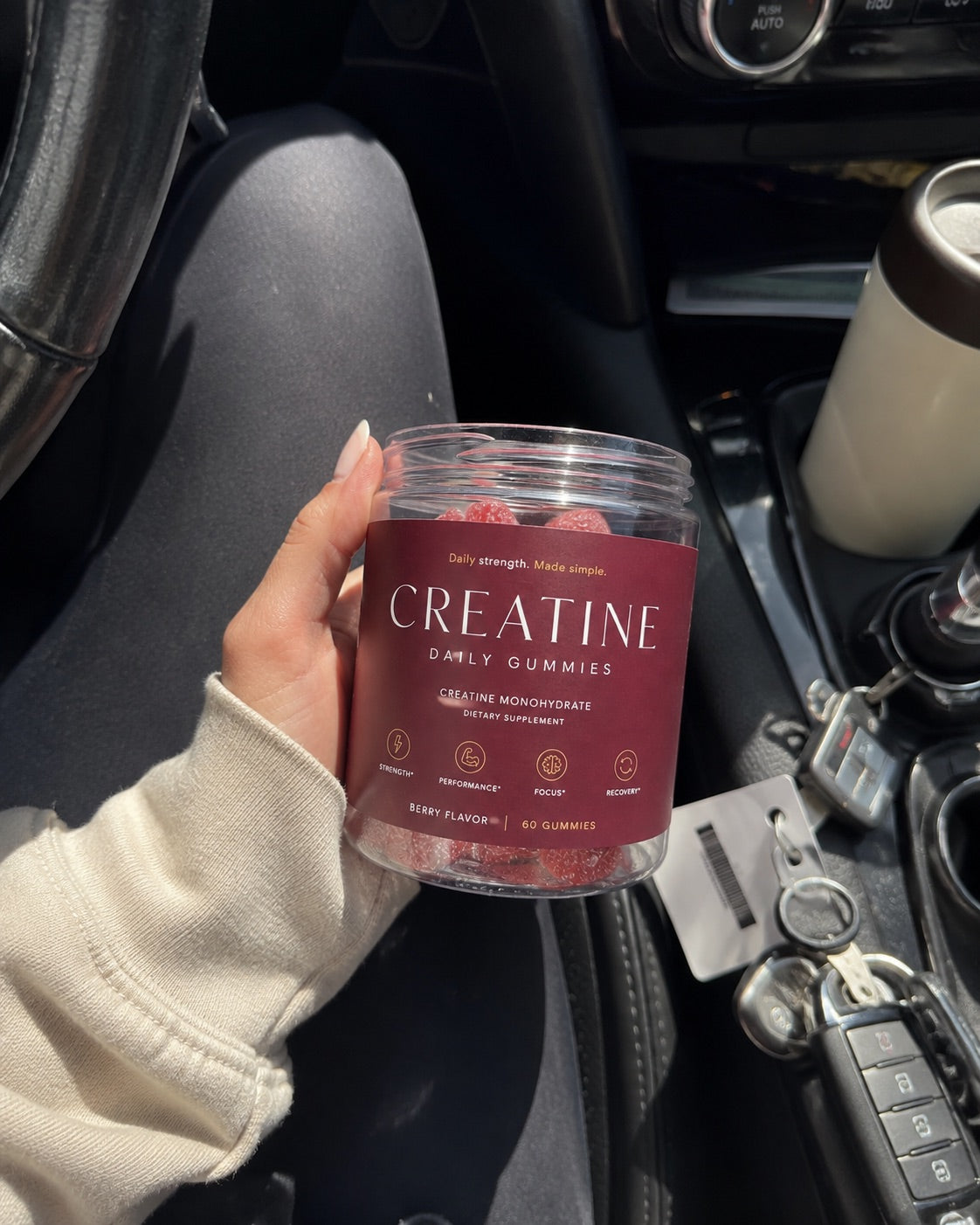 Keep a jar in the car so I stay consistent.